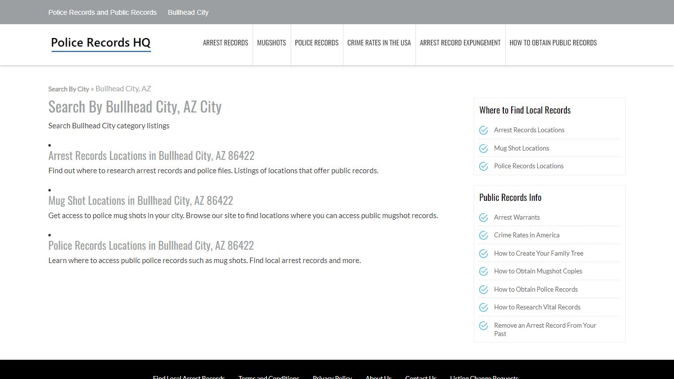 Police Records in Bullhead City, AZ